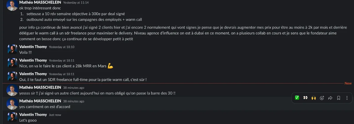Message d’un client sur Slack
